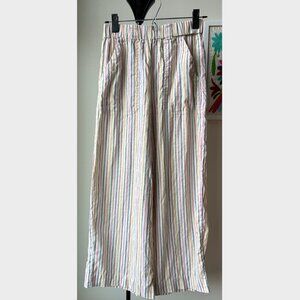 Marine Layer	Pastel Striped Shelly Hemp-Blend Pull-On Wide-Leg Pant  - Size XS